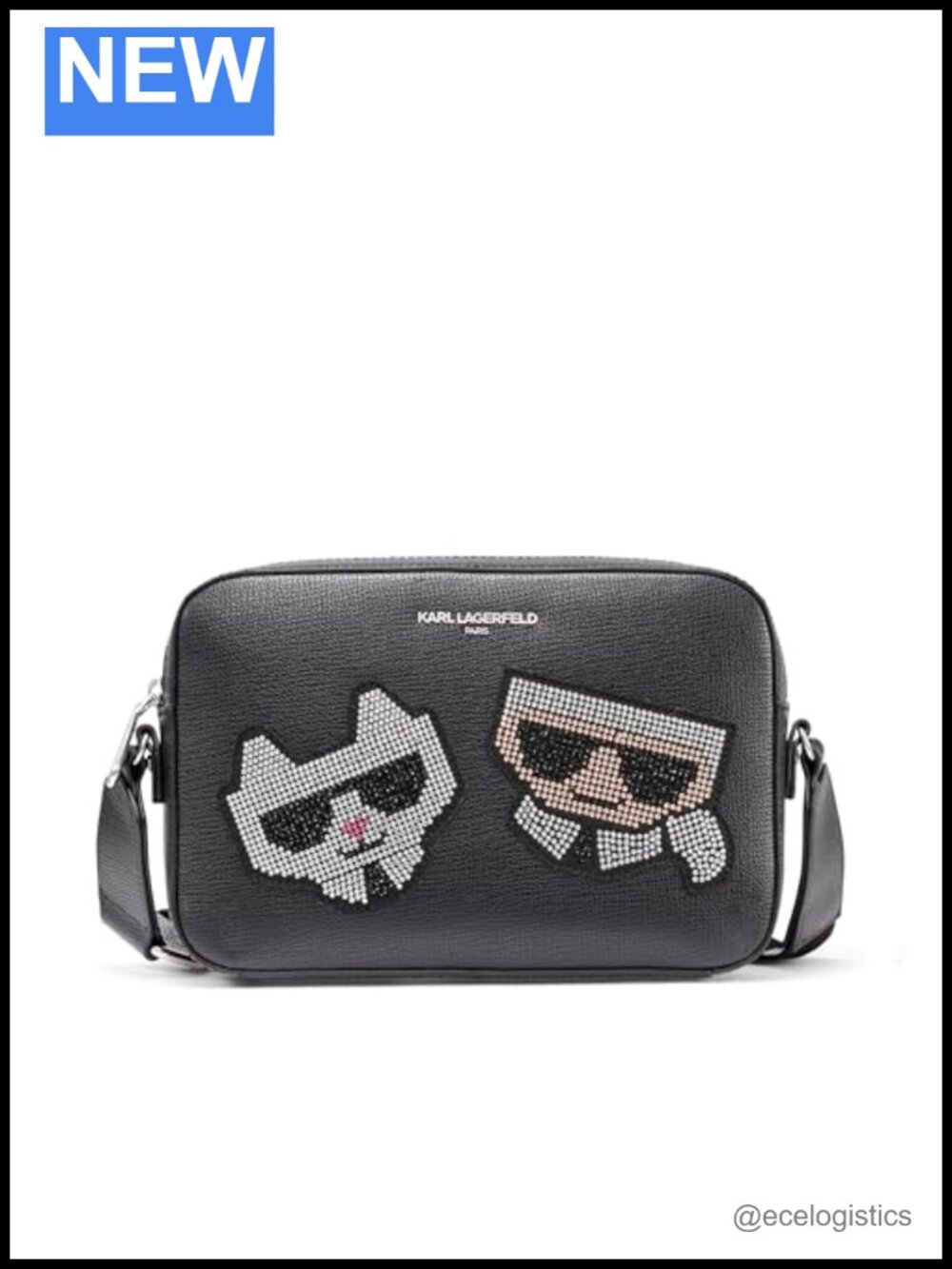 Karl Lagerfeld Paris Women's Maybelle Crossbody - Leather, Woven, Top Zip